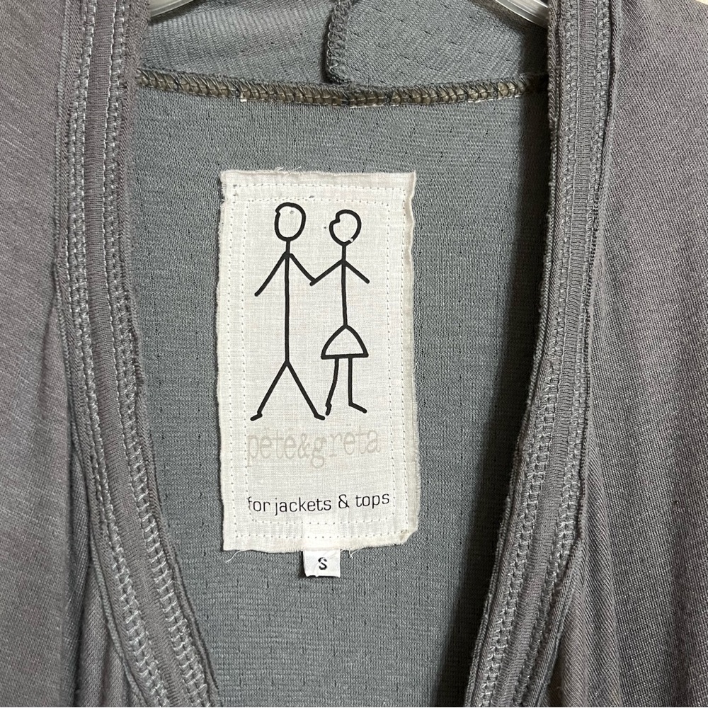 Pete & Greta Johnny Was Ribbed Duster Cardigan S Gray Knit Sleeves Tie Front - Picture 6 of 8